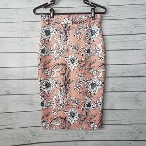 Olivia Blu | Pale Coral Floral Pencil Skirt (A24)